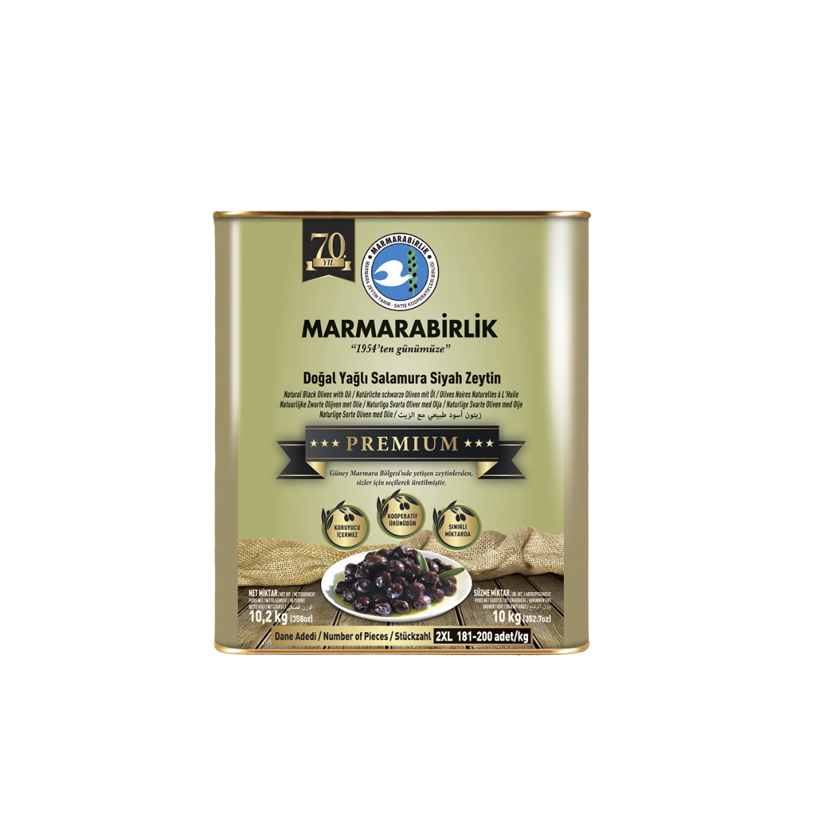  MARMARABİRLİK SİYAH ZEYTİN PREMİUM 201-230 10 KG